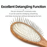 Pet Grooming Rosewood Oval Handle Comb Brush Stainless Steel Pins Detangling for Show Dogs & Cats Accessories