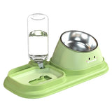 Pet Slower Feeder Non-Slip Stainless Steel Cat Bowl Dog Slow Feeders With Water Bottle Suitable For Pets Cervical Protection