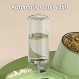 Pet Slower Feeder Non-Slip Stainless Steel Cat Bowl Dog Slow Feeders With Water Bottle Suitable For Pets Cervical Protection