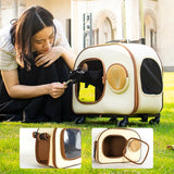 Pet Trolley Suitcase Carrier Transparent Pet Outing Bubble Trolley Case Backpack Cats Transport Extendable Conveyor Bag Things