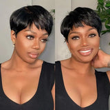 Pixie Cut Wig Human Hair Full Machine Made Wigs With Bangs 4inch Affordable Wear & Go Wigs Daily Use For Beginners Short Wigs
