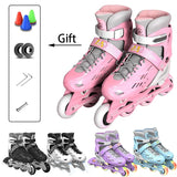 Professional Inline Roller Skates Adult Rollers Skating Shoes Flashing 4 Wheels Sneaker Slalom Speed Free Skating Racing Skates