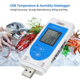 Professional USB Temperature & Humidity Data Logger -30~60℃&0~85%RH Indicator Light Alarm for Warehouse Transport Laboratory Etc