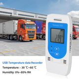 Professional USB Temperature & Humidity Data Logger -30~60℃&0~85%RH Indicator Light Alarm for Warehouse Transport Laboratory Etc
