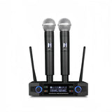 Professional Wireless Microphone System Dual Channel UHF Fixed Frequency Cordless Handheld Dynamic Mic For Karaoke Party Church