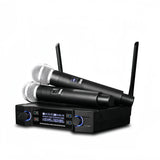 Professional Wireless Microphone System Dual Channel UHF Fixed Frequency Cordless Handheld Dynamic Mic For Karaoke Party Church