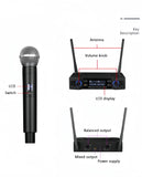 Professional Wireless Microphone System Dual Channel UHF Fixed Frequency Cordless Handheld Dynamic Mic For Karaoke Party Church