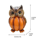 Pumpkin Owl Figurine Halloween Resin Owl Pumpkin Statue Small Garden Pumpkin Sculpture Desktop Owl Ornament For Porch