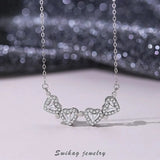 QINHONG Summer Trendy Magnetic 925 Sterling Silver Zircon Heart Four-leaf Clover Pendant Necklace Women Fine Jewelry Party Gift