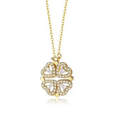 QINHONG Summer Trendy Magnetic 925 Sterling Silver Zircon Heart Four-leaf Clover Pendant Necklace Women Fine Jewelry Party Gift
