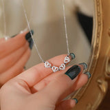 QINHONG Summer Trendy Magnetic 925 Sterling Silver Zircon Heart Four-leaf Clover Pendant Necklace Women Fine Jewelry Party Gift