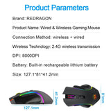 REDRAGON Griffin M602 KS RGB USB 2.4G Wireless Gaming Mouse 8000 DPI 8 Buttons Programmable Ergonomic for Gamer Mice Laptop PC