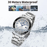 REWARD Business Mens Watches Silver Stainless Japan Movement Fashion Quartz Wrist Watch for Men Waterproof Luminous with Date