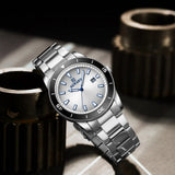 REWARD Business Mens Watches Silver Stainless Japan Movement Fashion Quartz Wrist Watch for Men Waterproof Luminous with Date