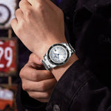 REWARD Business Mens Watches Silver Stainless Japan Movement Fashion Quartz Wrist Watch for Men Waterproof Luminous with Date