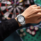 REWARD Business Mens Watches Silver Stainless Japan Movement Fashion Quartz Wrist Watch for Men Waterproof Luminous with Date