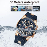 REWARD Hot Quartz Watches for Men Luxury Big Dial Waterproof Chronograph Date Luminous Silicone Band Sport Mens Wrist Watches