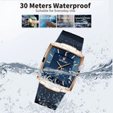 REWARD Square Watch for Men Fashion Business Wrist Watches with SEIKO Movement Date Waterproof Mens Watches Gold Black Blue