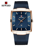 REWARD Square Watch for Men Fashion Business Wrist Watches with SEIKO Movement Date Waterproof Mens Watches Gold Black Blue