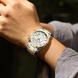 REWARD VIP Mens Quartz Watches Chronograph Luminous Waterproof Date Stainless Steel Silver Wristwatch for Men