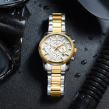 REWARD VIP Mens Quartz Watches Chronograph Luminous Waterproof Date Stainless Steel Silver Wristwatch for Men