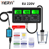 RS485 Communication Multi-function Water Quality Tester Monitor PH ORP TDS EC CF Теmp Humidity Meter Aquarium Online Analyzer