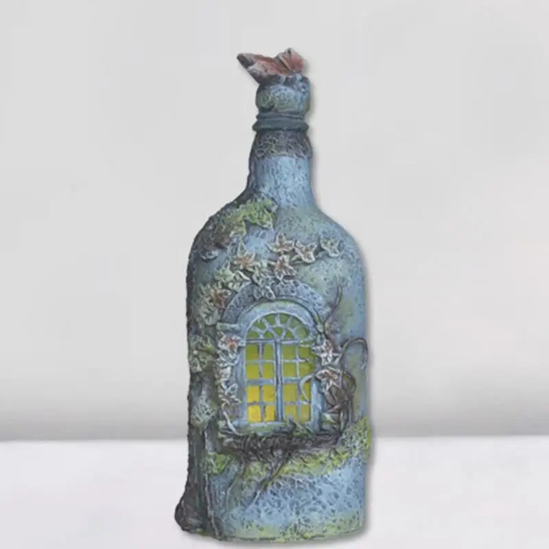Resin Castle Decor Wine Bottle Shape Castle Sculpture Decor Portable Outdoor Garden Statues Figurines For Porch Lawn Yard