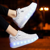 Roller Skate Shoes Boys Girls Kids Gift 2 Wheels Sneakers Fashion Sports Casual Children Women Lighted Led Flashing Brand Boots