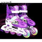 Roller Skates Adjustable Roller Inline Skates Shoes 4 Wheels Flashing Quad Skating Shoes Sneakers For Children Girls Outdoor Gym