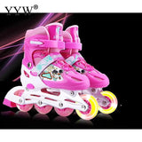 Roller Skates Adjustable Roller Inline Skates Shoes 4 Wheels Flashing Quad Skating Shoes Sneakers For Children Girls Outdoor Gym