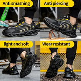 Rotary Buckle Work Sneakers Protective Shoes Lightweight Safety Shoes Puncture-Proof Anti-smash Steel Toe Shoes Work Boots Men