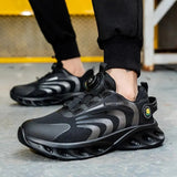 Rotary Buckle Work Sneakers Protective Shoes Lightweight Safety Shoes Puncture-Proof Anti-smash Steel Toe Shoes Work Boots Men