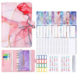 Save Money A6 Budget Binder with Zipper Cash Envelopes PU Leather Money Saving Binder Expense Sheets Cashew Flowers