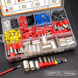 1000PCS Wire Ferrule Kit Copper Crimp Terminals Insulated Pin Cord End Connectors AWG(22 20 18 16 14 12 10 7 5 4 2 1/0 2/0 3/0)
