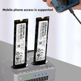Dual-Bay NVME Docking Station Gen2X2 20Gbps M.2 NVME SSD Clone USB3.2 Type-C External Hard Disk Box B&M M Key M.2 M.3 NVME PCI-E