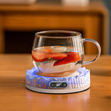 Cup Heater 60W Mug Warmer Electric Hot Plate Lava Shape Warmer Coaster Milk Coffee Heating Pad with Colorful Lights 110V-220V
