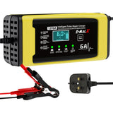 12V 6A Car Battery Charger Electric Motorcycles Charger Car and Motorcycle Battery Charging Unit for Lead-Acid AGM GEL Batteries