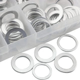 200pcs Oil Drain Plug Gasket White Aluminum Alloy Washer Crush Washers Assortment Kit, Including 9 Sizes - M5 M6 M8 M10 M12 M14