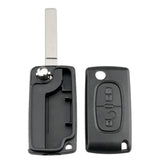 2 Buttons Flip Folding Key Case Replacement Remote Key Fob Case Blank Shell for Peugeot 207 307