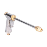 High Pressure Washer Gun Zinc Alloy Brass Silver Yellow 360 Degree Rotation Adjustable Sprayer Long Nozzle 1.91cm 0.8in Garden