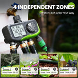 Rainpoint IP65 Digital Irrigation Water Timer 4 Out Manual Programmable Watering System Rain Delay Hose Yard Lawn Garden Tools