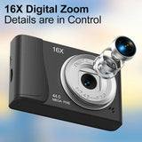 4K CCD Digital Camera for Student Compact Digital Photography Camera 180°Flip Screen Selfile Camera for Kid Adult Beginners