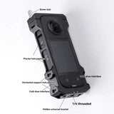 E-Easy To Use-For Insta 360 X3 Metal Protective Case With Cold Shoe Mount Panoramic Action Camera Cage