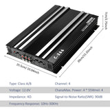 12V 4 Channel Car Amplifier 4*60W Automotive Audio Stereo Amp Power Amplifier for Car Audio System Modification Upgrade