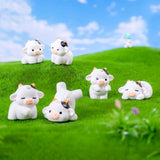 48PCS Mini Cow Figurines Resin Cow 6 Kinds of Cute Cow Resin Animal Mini Resin Figures Outdoor Home Garden Decoration Accessorie