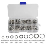 200pcs Oil Drain Plug Gasket White Aluminum Alloy Washer Crush Washers Assortment Kit, Including 9 Sizes - M5 M6 M8 M10 M12 M14