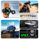 Motorcycle Phone Holder with Cooling Fan 15W Qi Wireless Charging 36W USB-C Fast Charge Anti-Vibration Aluminum Bike Mount