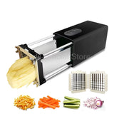 110V-240V 58W Electric Potato Chip Cutter French Fries Vegetable Cutting Machine 2 Blades Stainless Steel Durable Power for Home