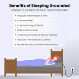 Grounding Sheet for Better Sleep & Wellness - Conductive Cotton and Silver Fitted Sheet with Earthing Cord, Machine Washable