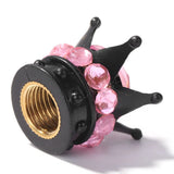 4pcs Copper Core Car Bling Rhinestone Black Crown Wheel Tire Valve Caps